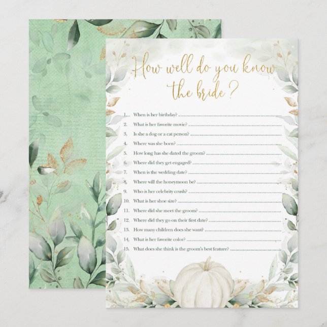 Jogo de Chá de panela de Abóbora Como Você Conhece (Frente/Verso)