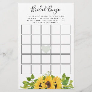 Jogo de Chá de panela de Sunflower Bingo