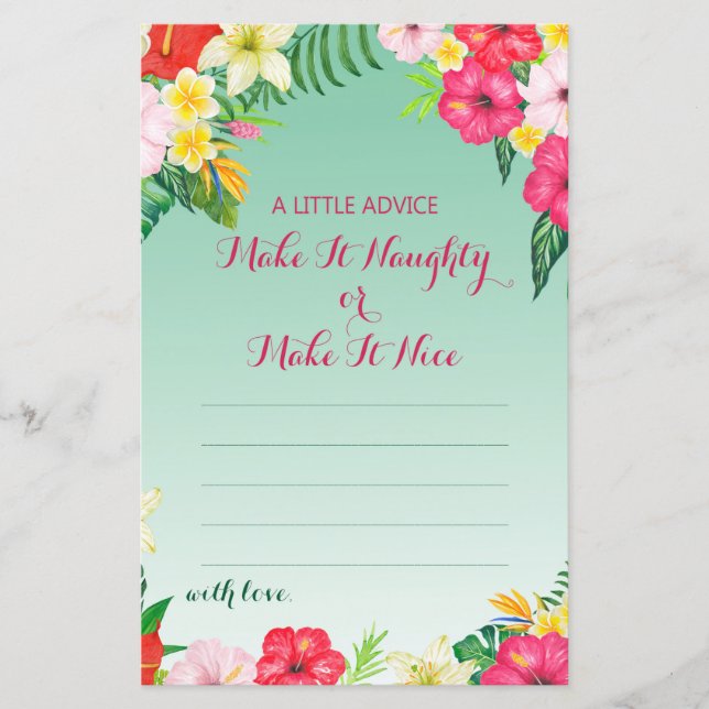 Jogo de Chá de panela Tropical de Luau IMPRESSO (Frente)