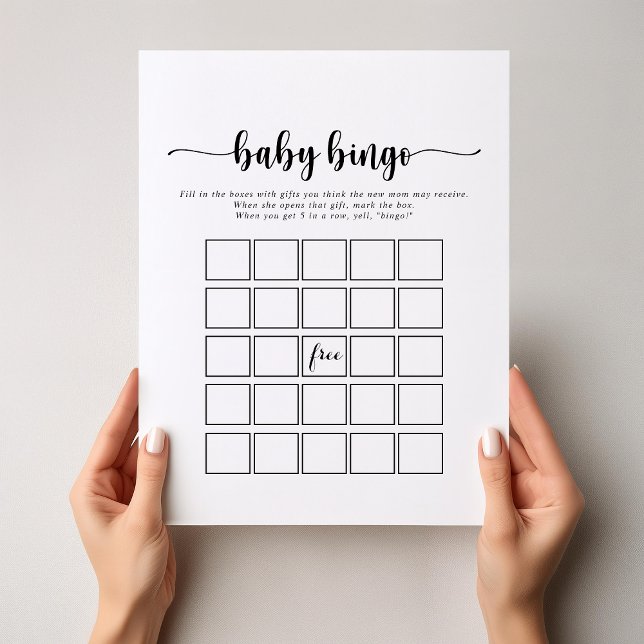 Jogo de Chá do Baby Bingo da Caligrafia Minimalist (Criador carregado)