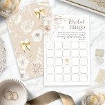 Jogo de Chá do Bingo Bridal<br><div class="desc">(Escolha o acabamento do papel MATT - NÃO semirbrilho - para gravar.) Entusiasmo e riso com o nosso jogo do Bridal Bingo, uma adição deliciosa à sua coleção de pérolas Elegantes e Chás de panela Prosecco. Com natas elegantes e flores bronzeadas e pérolas, este jogo oferece uma maneira divertida e...</div>