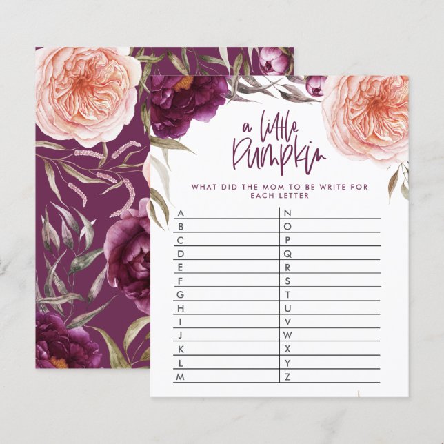 Jogo de chá floral de abóbora adivinha (Frente/Verso)