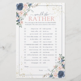 Jogo de Chá Floral Dourado Cor-de-Rosa Azul Dusty