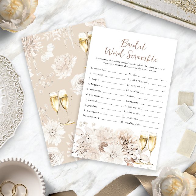 Jogo de Champagne Bridal Word Scramble (Champagne Bridal Word Scramble Game
)
