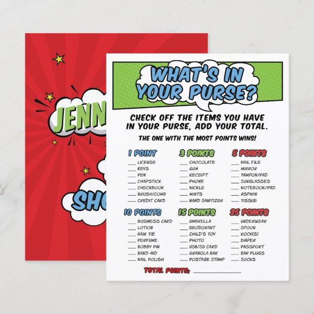 Jogo de Chás de fraldas de Super Herói do Livro de (Frente/Verso)