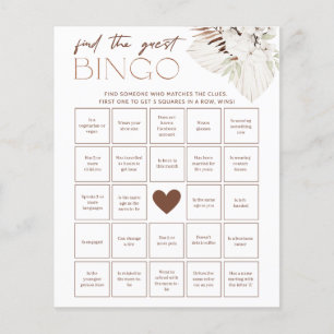 Jogo de Chuva de Noiva Boho - Encontre o Bingo de 
