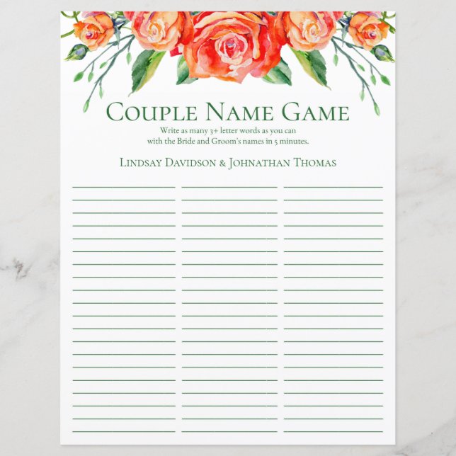 Jogo de Chuva de Noiva Coral Floral (Frente)