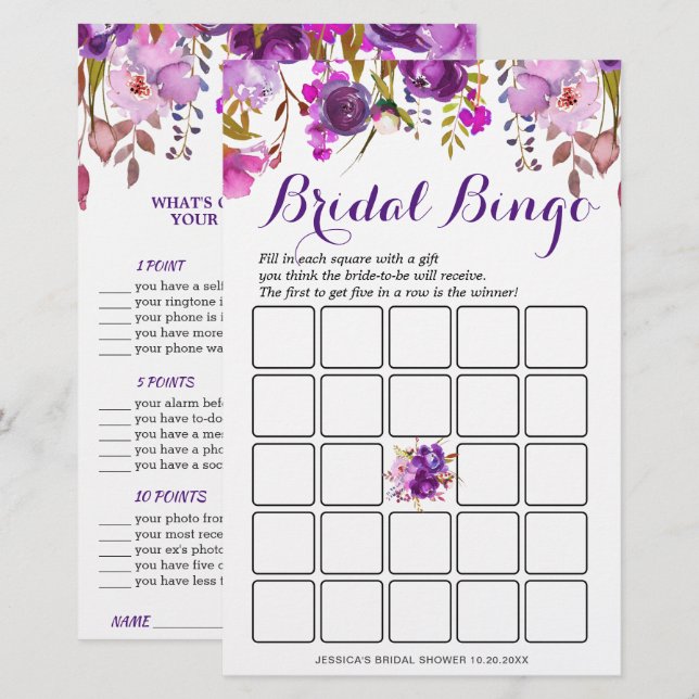 Jogo de Chuva de Noiva Floral Roxo de DUPLO LADO (Frente/Verso)
