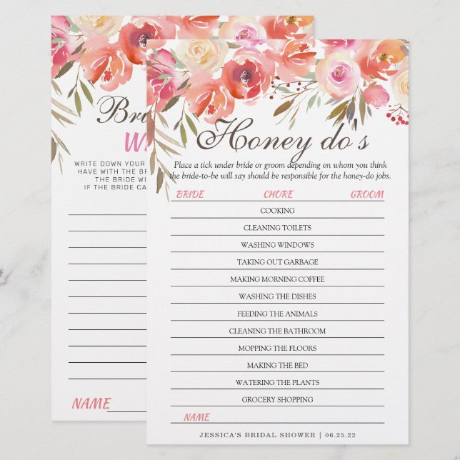 Jogo de Chuva de Noiva Floral Sweet Blush Dupla Fa (Frente/Verso)