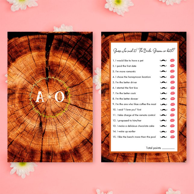 Jogo de Chuva de Noiva Quem É Rustic Wedding Wood (Front/Back)