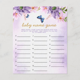 Jogo de Chuva de Nomes para Bebê Borboleta Roxa