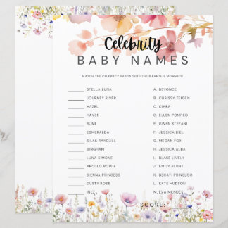 Jogo de Chuveiro de Bebê Nomes de Bebês de Celebri