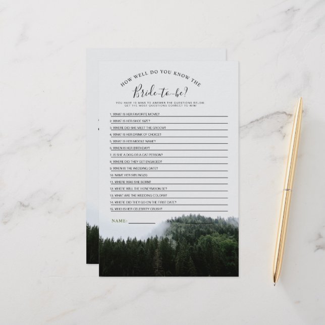 Jogo de Chuveiro de Noiva de Floresta de Chuva de  (Frente/Verso In Situ)