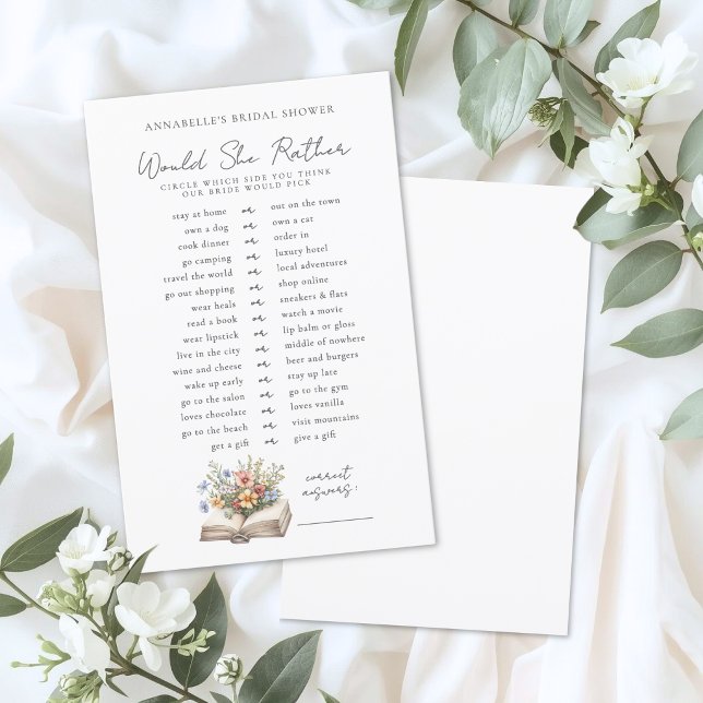 Jogo de Chuveiro de Noiva "Eu Preferiria" (Would Rather Book Bridal Shower Game)