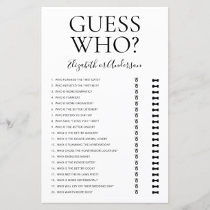 Jogo de Chuveiro de Noiva Guess Who