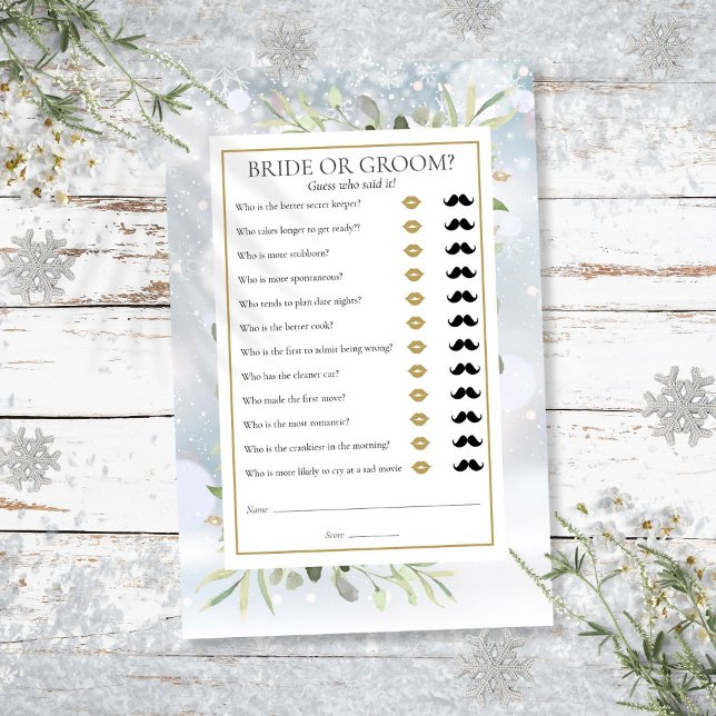 Jogo de Chuvinha de Noiva Guess Who Greenery Winte (Guess Who Greenery Winter Bridal Shower Game)
