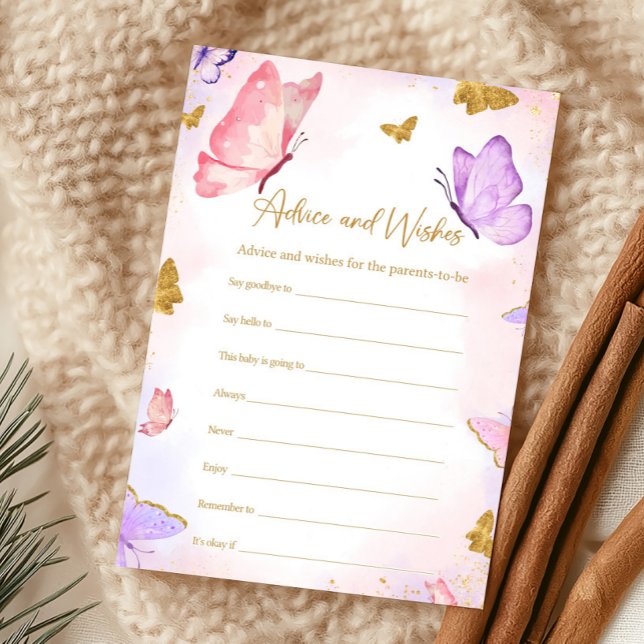 Jogo de Conselhos de Chuveiro de Borboleta Roxa Do (Butterfly Baby Shower Game)