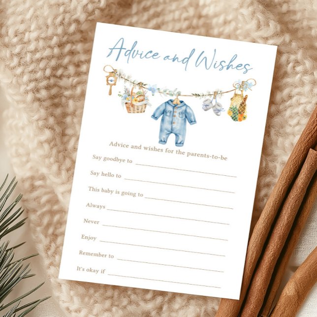 Jogo de Conselhos e Desejos de Garoto Criado Local (Blue Locally Grown Baby Shower Advice and Wishes Game)