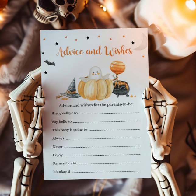 Jogo de Conselhos e Desejos Little Boo Pumpkin (Pumpkin Halloween Baby Shower Advice and Wishes Game)