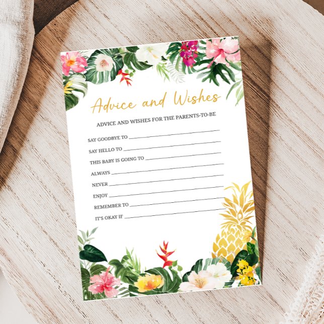 Jogo de Conselhos e Desejos para Chuveiro de Bebê  (Aloha Baby Shower Game)