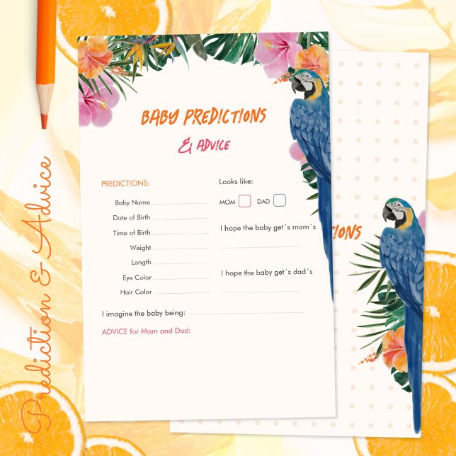 Jogo de Conselhos sobre Previsões de Chás de frald (Tropical Baby Shower Predictions Advice Game ©Susanne Sachers - Sunny Mind 🌞)