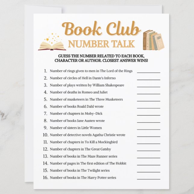 Jogo de Conversa sobre Números do Clube do Livro (Frente)