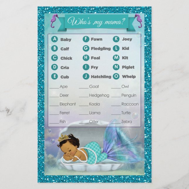 Jogo de Correspondência Animal com Chá de fraldas  (Frente)