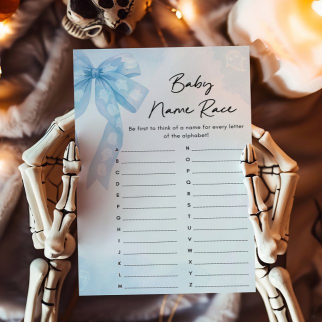 Jogo de Corrida de Nomes de Bebê Arco Azul Pequeno (Girl Coquette Halloween Baby Shower Baby Name Race Game)