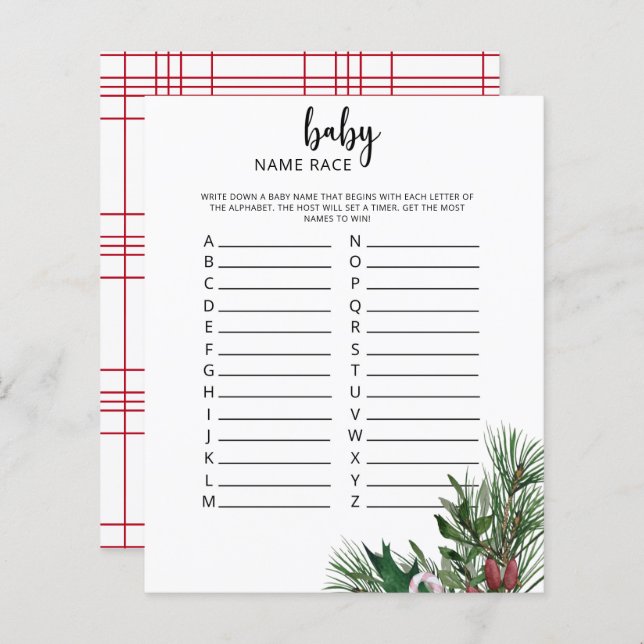 Jogo de corrida de nomes de bebê perene (Frente/Verso)