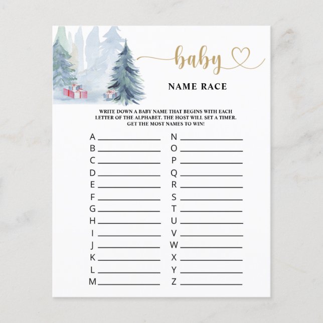 Jogo de corrida do nome do bebê de inverno (Frente)