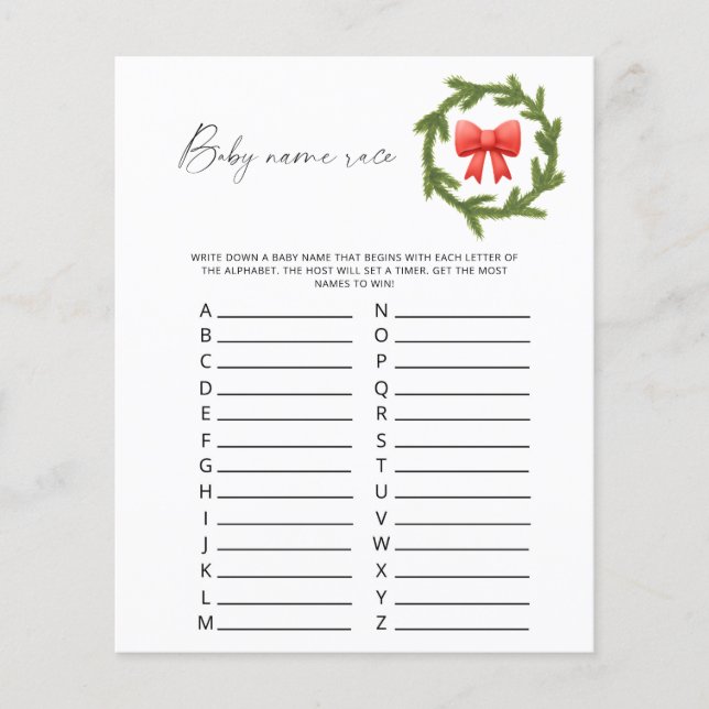 Jogo de corrida do nome do bebê de inverno (Frente)