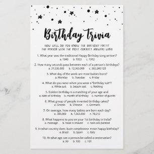 Jogo de curiosidades de aniversário com respostas