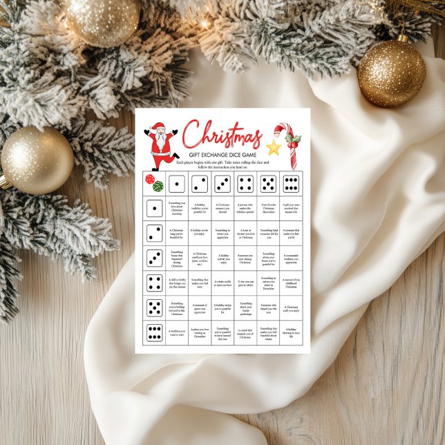 Jogo de Dados de Troca de Presentes de Natal | Rol (Christmas Gift Exchange Dice Game | Roll the Dice)