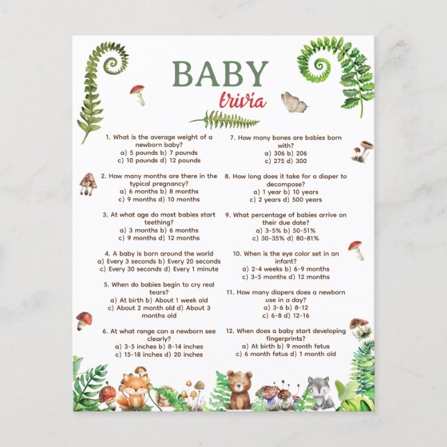 Jogo de design de animais da floresta com curiosid (Frente)