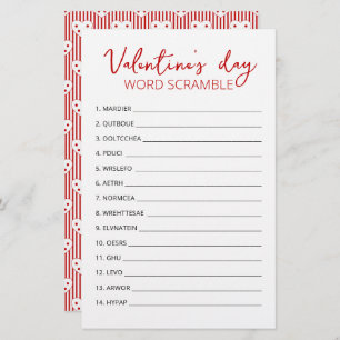 Jogo de dia de os namorados do Word Scramble