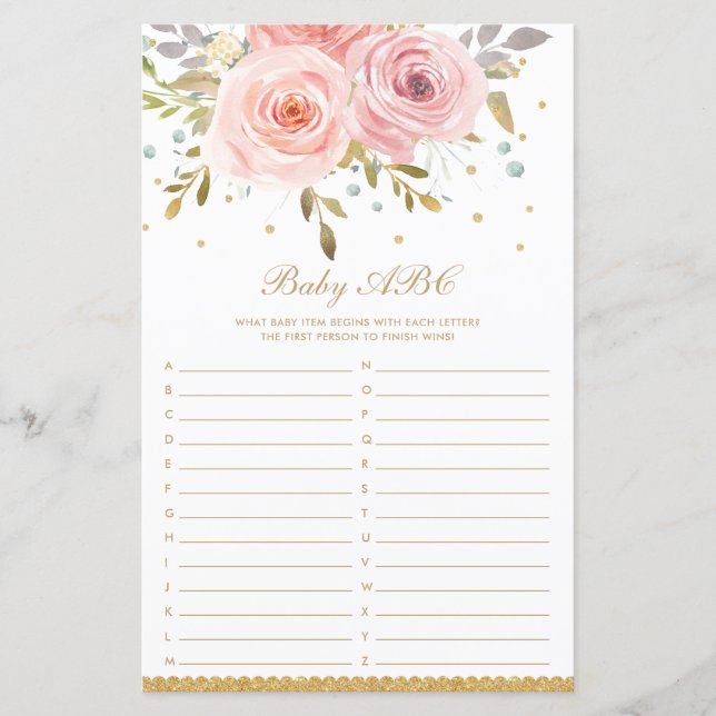 Jogo de Diversão para Bebê Floral Rosa Blush - Chá (Frente)