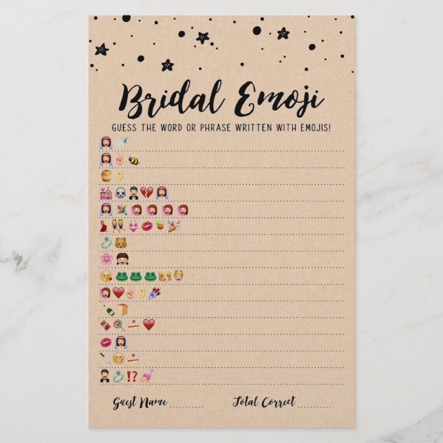 Jogo de emoji de noiva com respostas Jogo de chá d (Frente)