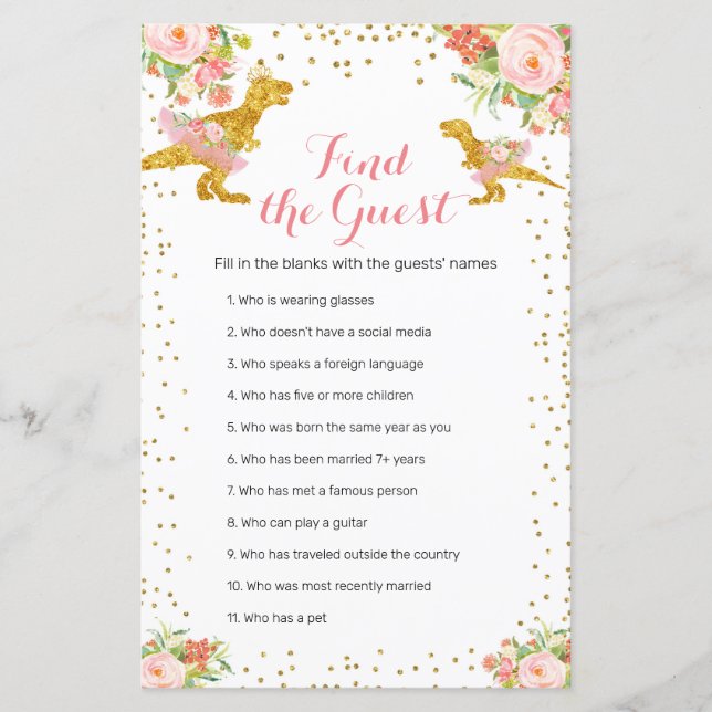 Jogo de Encontrar o Convidado Garota Dinossauro Aq (Frente)