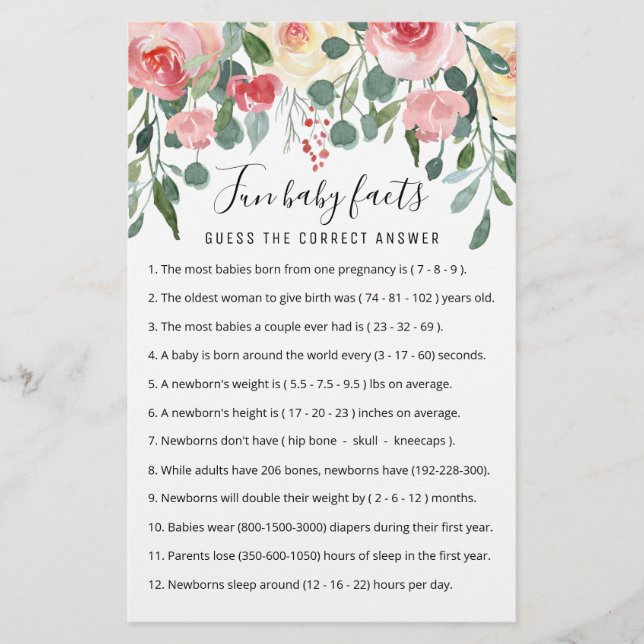 Jogo de Fatos do Bebê Divertido com a Chá de frald (Frente)