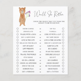 Jogo de festa de bebê 'O que ela prefere' com filh