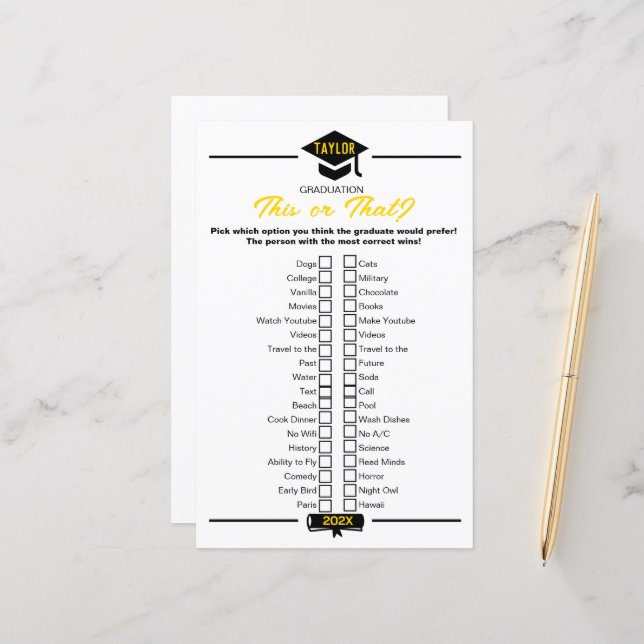 Jogo de Festa de Formatura - Isso Ou Aquilo? (Frente/Verso In Situ)