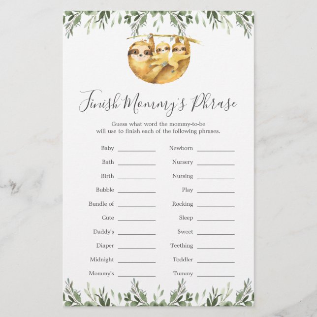 Jogo de Frase de Finalização de Mamãe de Chás de f (Frente)