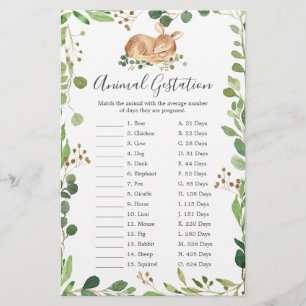 Jogo de Gestação Animal de Chá de fraldas