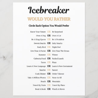 Jogo de Icebreaker 'Você Prefere'