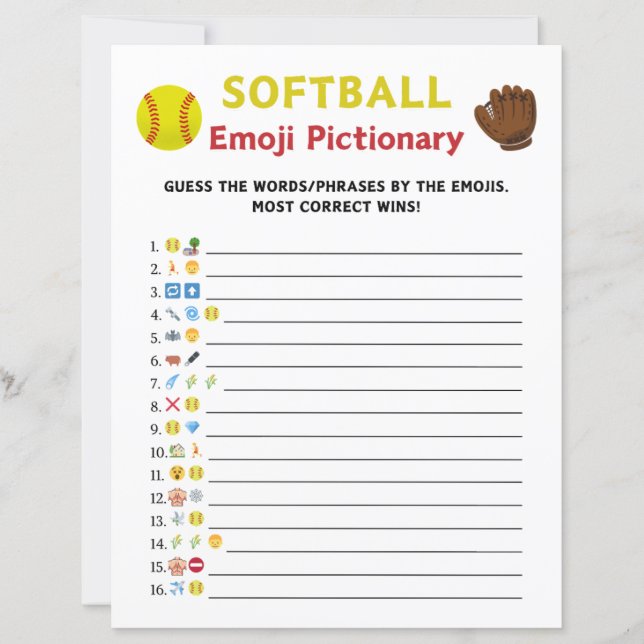 Jogo de Imagem do Softball Emoji (Frente)