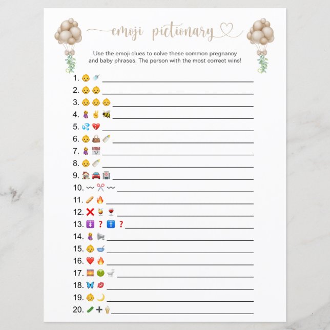 Jogo de Imagem Emoji - Balões de Boho Duplos (Frente)