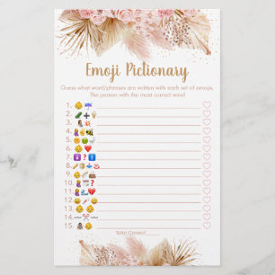 Jogo de Imagem Emoji Floral de Pampas Grass Rosa