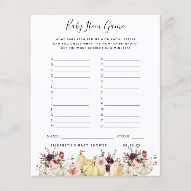 Jogo de Item Bebê | Jogo Chá de fraldas (Frente)