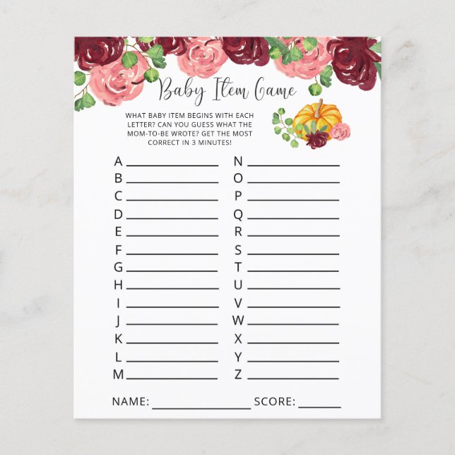 Jogo de Item de Bebê Abóbora. Jogo de Chá de Bebê (Frente)