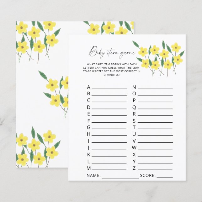 Jogo de Item de Bebê de Flores Selvagens. Jogo do  (Frente/Verso)